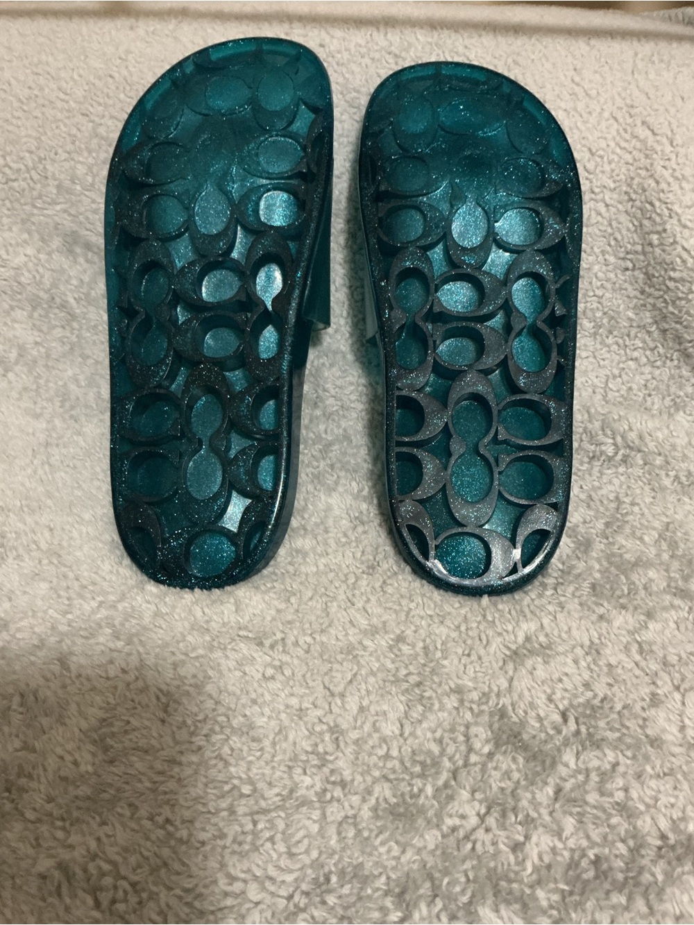 Women’s Glitter Teal Slide Sandals